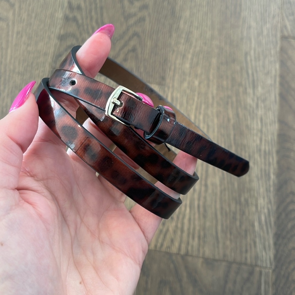 Banana Republic | Skinny Italian Leather Belt Tortoise Leopard Print Size XS